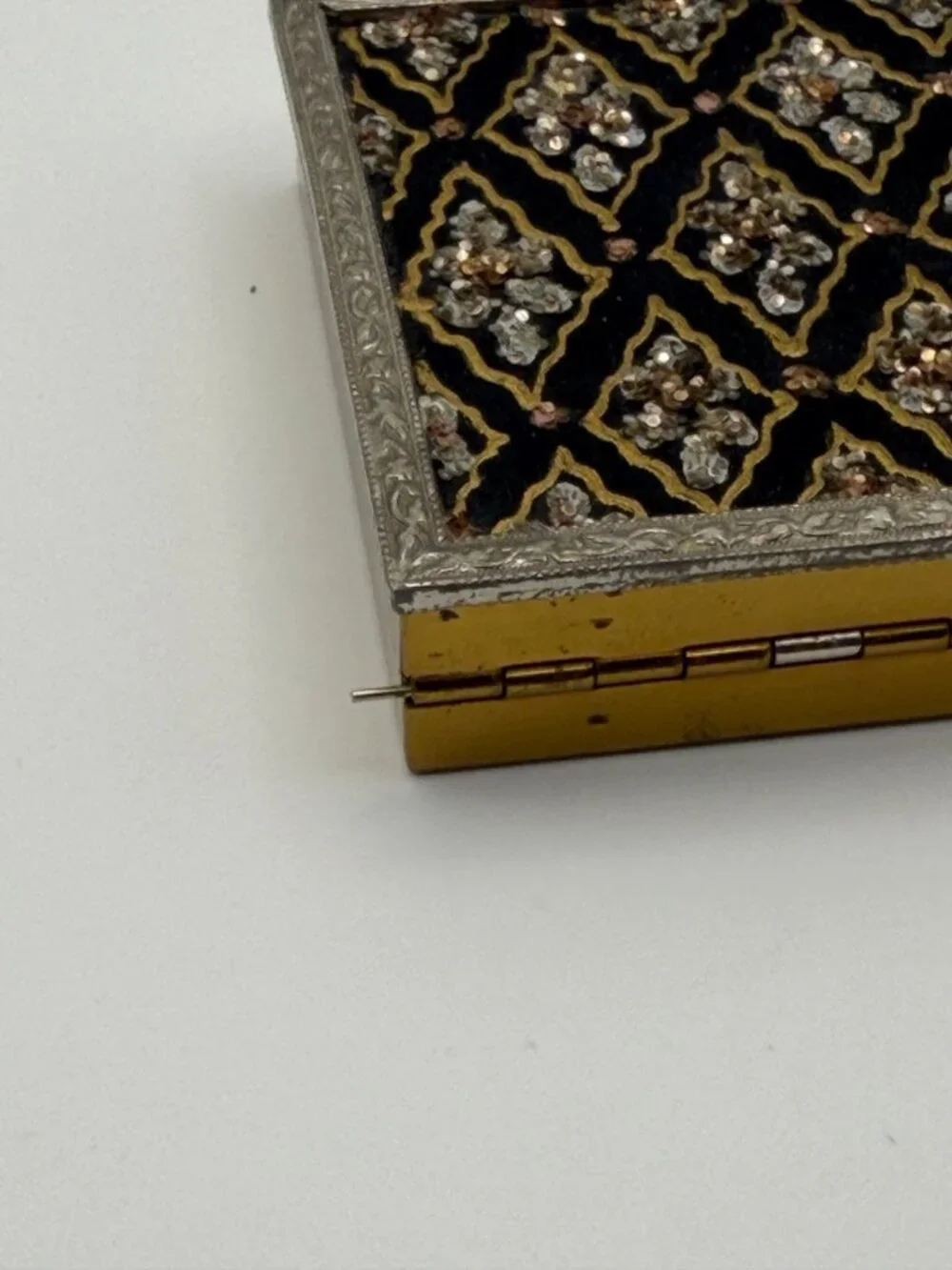 Vintage Ornate Beaded Vanity Compact Makeup Case Secret Compartment VTG 1950's